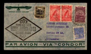 Brazil 1931 First Dox Flight To Germany Via Ny - L14478