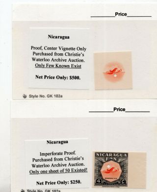 2 Nicaragua Waterlow & Sons Proofs Stamp Christie 