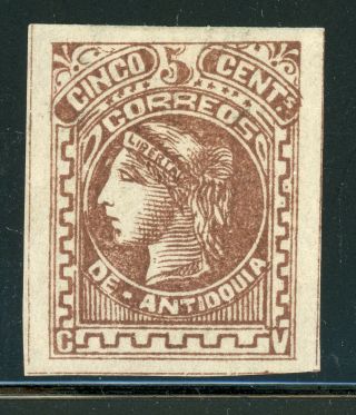 Colombia Antioquia Mh Selections: Scott 37 5c Brown 1883 Cv$10,