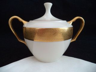 Lenox Porcelain China Westchester Covered Sugar Bowl W/ Lid Wide Gold Band