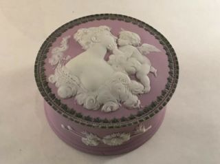 Antique German Pink Schafer & Vater Wedgewood Style Jasperware Trinket Box