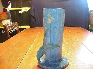 Vintage Roseville Pottery Art Deco Blue Wincraft Vase 285 - 10