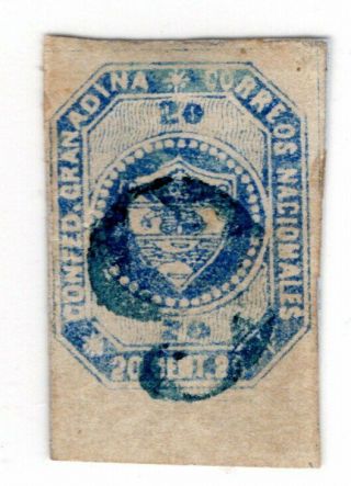 Colombia - Classic - 20c Stamp W/variety - Number " 6 " Cancel - Sc 6 - 1859 Rr