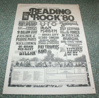 Reading Rock Fest Iron Maiden Gary Moore Nme Vintage Press Poster 1980