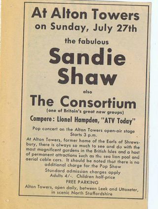 Sandie Shaw / Consortium / Alton Towers Press Clipping 1969 (26/7/1969)