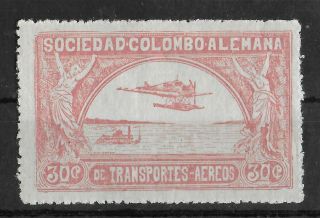 Scadta Colombia 1920 - 1922 Vlh Airmail 30c Rose Yvert 22