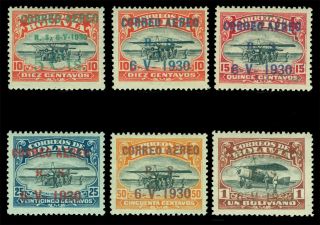 Bolivia 1930 Airmail - Graf Zeppelin Issue Surch.  /ovpt.  Scott C11//c18 Mlh