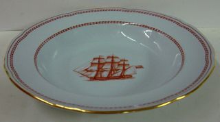 Spode Trade Winds Red Rim Soup Bowl (8 - 1/8 ") W128 Multiple Available Gold Trim