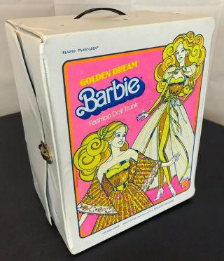 Vintage Barbie Golden Dream Fashion Doll Trunk Wardrobe Trunk Carrying Case 1004