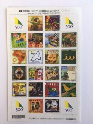 Brazil 2000 Discovery Of Brazil.  Complete Sheet.  Mnh.  Scott 2740