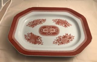 Spode Fitzhugh Red Oval Serving Platter 14.  25 " X 10 5/8 "