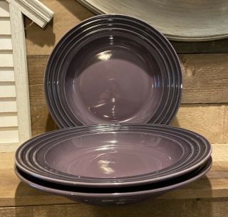 Le Creuset Cassis Set Of 3 Purple Soup Pasta Rimmed Bowl 10 In