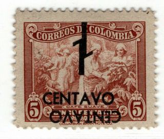 Colombia - Coffee Picking - 1c W/ Double Inverted Surcharge - 1944 - Sc 506v Rr