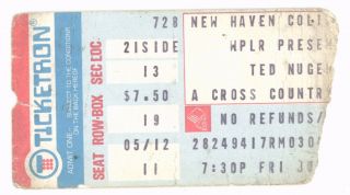 Rare Ted Nugent 7/28/78 Haven Ct Memorial Coliseum Concert Ticket Stub