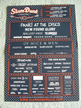 Slam Dunk Festival 2016 A3 Sticker Advert - Panic At The Disco,  Found Glory