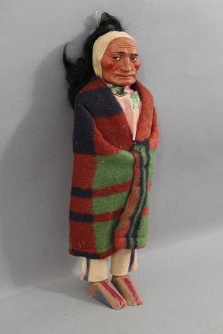 Early 20thc Antique Skookum Bully Good Hand Painted Native American Indian Doll