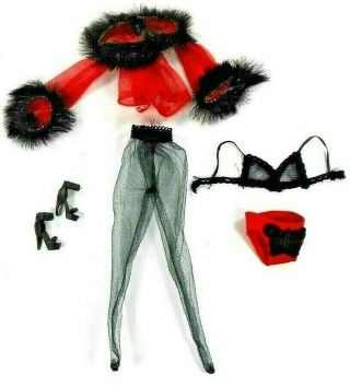 Barbie Clone Sexy Black & Red Nightie Lingerie Set Bra Panty Hose Shoes Jacket