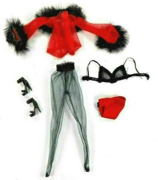 Barbie Clone Sexy Black & Red Nightie Lingerie Set Bra Panty Hose Shoes Jacket 3