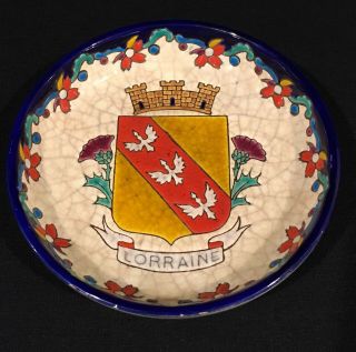 Emaux De Longwy Majolica Bowl Lorraine Coat Of Arms