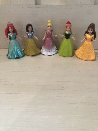 Polly Pocket 5 Disney Princess Magic Clip Magiclip Dolls,  5 Dresses