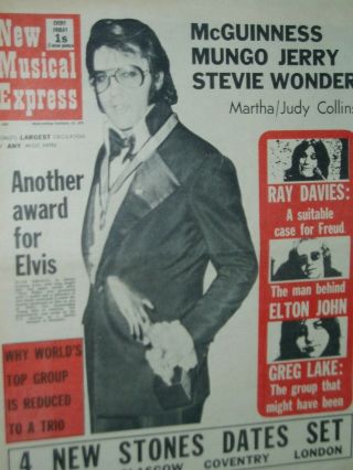 Musical Express Pop Paper.  13th Feb.  1971.  Elvis Presley Cover. ,  Stones