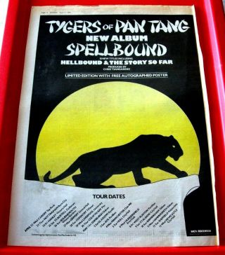 Tygers Of Pan Tang Spellbound Vintage Orig 1981 Press/mag Advert Poster - Size