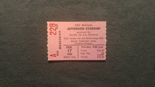 Jefferson Starship Concert Ticket Stub 2/17/1983 Eugene,  Or