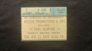 Eric Clapton Concert Ticket Stub 4/21/1987 Indianapolis,  In