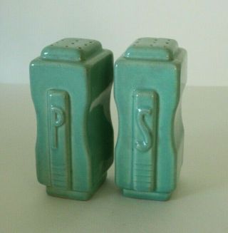 Mid Century Modern Red Wing Pottery Salt Pepper Shakers Canisters 1950s Art Deco