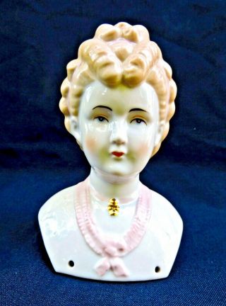 Vintage Victorian Lady Porcelain Doll Head Shoulders Bust Hand Painted 5 "