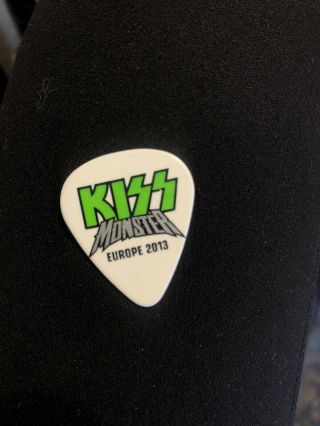 Kiss Monster Tour Guitar Pick Eric Singer Signed Europe 2013 Green Logo Drums