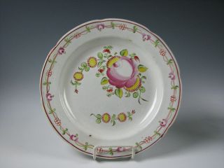 Antique Queens Rose Plate With Pearlware Glaze Early 19th C.  Staffordshire