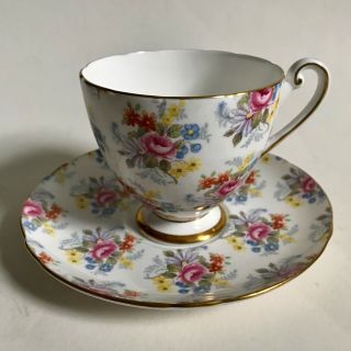 Shelley Fine Bone China Georgian Teacup And Saucer Ripon Shape Footed Cup 14273