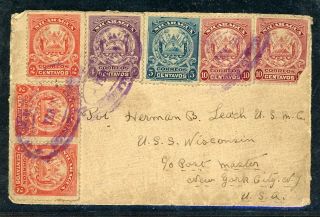 Nicaragua Postal History: Lot 76 1910 35c Rate Corinto - U.  S.  S.  Wisconsin $$$