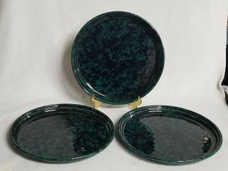 Set Of 3 Bennington Potters Green Agate 10 1/8” Dinner Plates David Gill Design