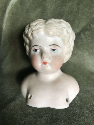 Antique German Hertwig Molded Hair Bisque Doll Head
