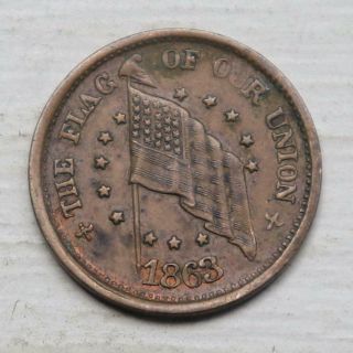 206/320a Civil War Token Flag Of Our Union / Army & Navy Better Grade