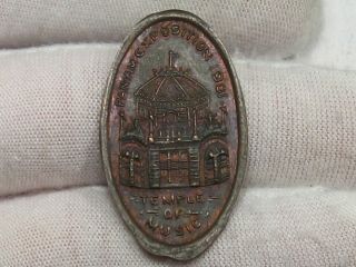 Elongated Penny 1901 Panama Exposition Temple Of Music Mckinley Shot.  19