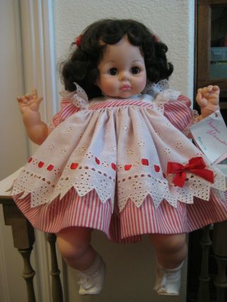 Vintage 1977 Madame Alexander Pussy Cat 18 " Doll W/red White Dress,  Hang Tag