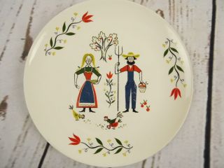 Homer Laughlin Rhythm Farmer Wife Amish Pennsylvania Dutch Dinner Plate Set of 3 3