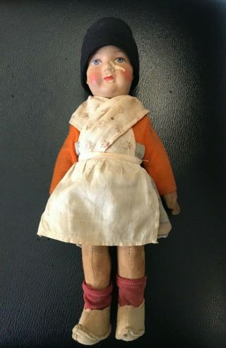 Antique 10” Cloth Bing Doll German Character Kathe Kruse Type Look C.  1920