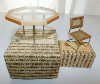 Vintage Concord Miniatures Dollhouse Furniture Table & Chair 6889 & 6888