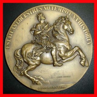 Horse/ Equestrian Statue Of Constantine The Great/ Italian Sculptor/brz Medal