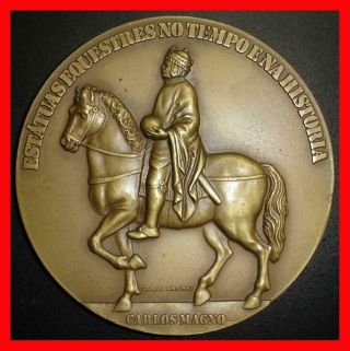 Horse/ Equestrian Statue Of Carlos Magno - Charlemagne/ French Sculptor/brz Medal