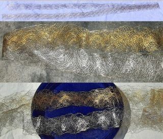 1 Antq Passementerie Fine Metallic Thread Silver & Gold Gossamer Trim Millinery