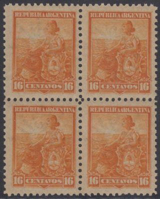 Argentina 1899 - 1903 Liberty Seated Sc 133 Block Of Four Mnh F,  Vf Scv$48.  00,
