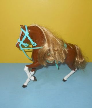 Mattel Barbie Beauties & Beast Meadow Mares Brown Horse With Saddle