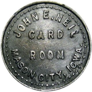 Mason City Iowa Good For Token John E Neil Card Room 2 1/2 Cents