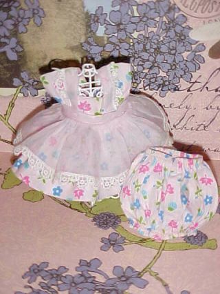 1956 VOGUE 6039 TINY MISS Pink Print Dress with Organdy Apron,  Undies 2