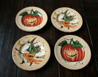 Tabletops Lifestyles Halloween " Wicked Hollow " Salad Plates Set Of Four 8 - 5/8 "